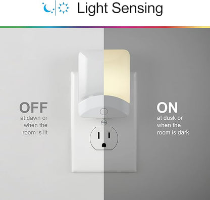 GE Color Changing LED Night Light for Kids, Dusk to Dawn Sensor, Home Decor Apartment Essentials, Wall Lights for Bedroom, Ambient Lighting, Nightlights Plug in, 2 Pack, 46722-P1