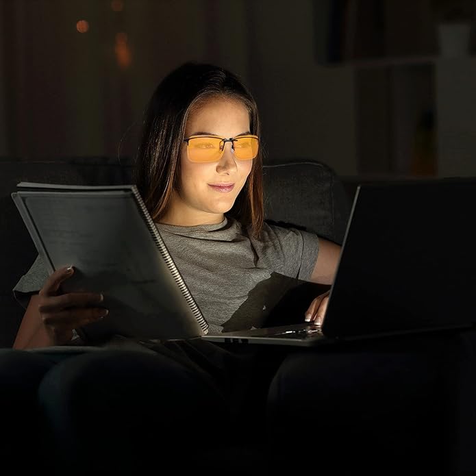 PSI Premium Blue Light Blocking Clip On Prescription Glasses, Relief Eye and good for sleep