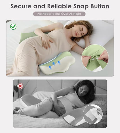 DONAMA Memory Foam Pregnancy Pillow- with Adjustable Air Bag for Back/Legs/Belly/HIPS Support, W-Shaped Pregnancy Wedge Pillows for Sleeping, Cooling Maternity Body Pillow for Pregnant Women