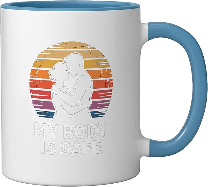 Breathing Relaxation Stress Relief Vagus Nerve Stimulation Ceramic Mug, Blue/White