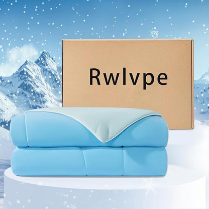 Rwlvpe Cooling Comforter Queen Size, Double-Sided Cooling Blanket for Hot Sleepers Night Sweats, Summer Comforter for Queen Size Q-Max>0.45 Ice Blanket Breathable Soft Lightweight Comforters, 90"x90"