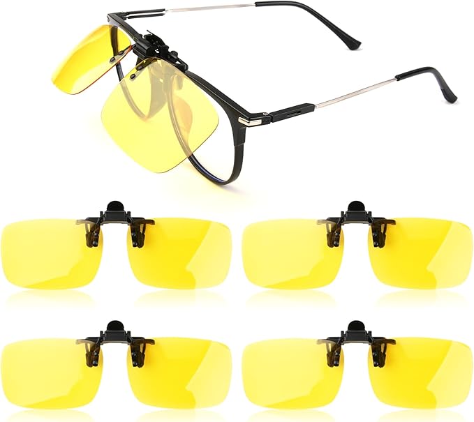 Clip on Polarized Night Vision Driving Glasses Flip up Sunglasses UV-400 to Wear Over Glasses for Night Driving