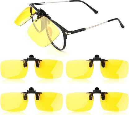 Clip on Polarized Night Vision Driving Glasses Flip up Sunglasses UV-400 to Wear Over Glasses for Night Driving