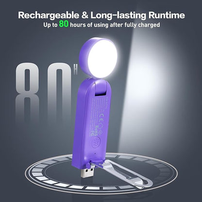 VAVOFO USB Rechargeable Book Light, Blue Light Blocking, Amber Light Clip On Bookmark Shaped Reading Light, Eye Care 6 LEDs Book Light for Bookworms Reading in Bed (Dark Purple)