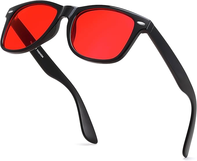 FEISEDY Sleep Blue Light Glasses for Woman Men 99.9% Computer Gaming Red Lens Eyeglasses Reduce Eyestrain G2835