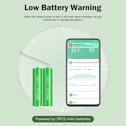 WiFi Thermometer Hygrometer: Smart Temperature Humidity Sensor, Indoor Room Temperature Monitor with App Notification Alerts & Free Data Storage Export, Digital Remote Monitor for Bedroom (1-Pack)