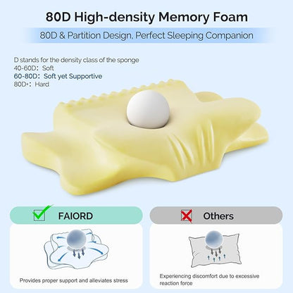 Cervical Pillow for Neck Pain Relief - Cooling Ergonomic Dual-Sided Orthopedic Neck Pillow with Ice Silk Pillowcase, Breathable Memory Foam Contour Pillow for Side, Back, Stomach Sleepers,All Black