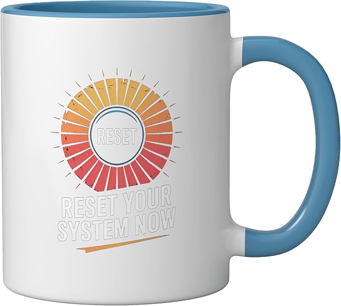 Relaxation Breathing Vagus Nerve Stimulation, Stress Relief Ceramic Mug, Blue/White