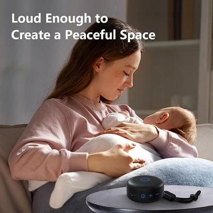 Sleepbox Portable White Noise Sound Machine 30 Soothing Sounds Rechargeable Battery Small for Travel 32 Volume Control Noise Canceling Sleep Machine Sound Therapy for Baby Kids Adults (Black)