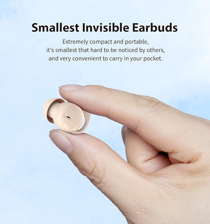 Invisible Sleep Headphones,Sleep Earbuds for Side Sleepers,Small Comfortable Fit Noise Blocking Sleep Earbuds,Bluetooth 5.3 Wireless Earphones, in-Ear Ear Buds for Sleeping - Beige
