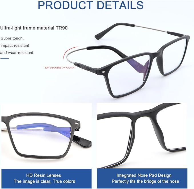 YIMI Blue Light Blocking Glasses Photochromic Gray Sunglasses for Men and Women Day Night Gaming TV Phones Computer Eyeglasses UV Protection Anti Glare Shade Lightweight Eyewear Full Frame Spectacles