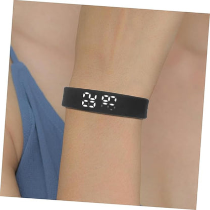Wristband with Pedometer Sleep Black Ultra Thin Design Real Temperature Display LED Screen USB Rechargeable Fitness Tracker for Daily Activity