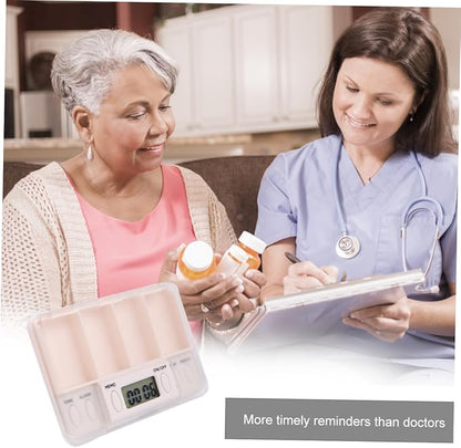 PartyKindom Medication Dispenser Pill Box Portable Daily Pill Case Alarm Clock for Medicine Reminder Sturdy Storage for Patients
