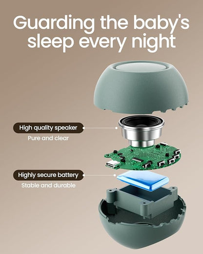 2026 Mom's Choice Awards, Portable Sound Machine for Baby Adult, AI Cry Detection, 18 Soothing Sound, Bluetooth Rechargeable White Noise Machine for Home Office Travel, Nursery Light, Cyan