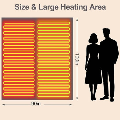 Electric Heated Blanket King Size 90''x100'', Soft Dual-Sided Flannel with Dual Control, 12 Heat Settings, 12H Timer, ETL FCC Certified, Overheat Protection, Machine Washable