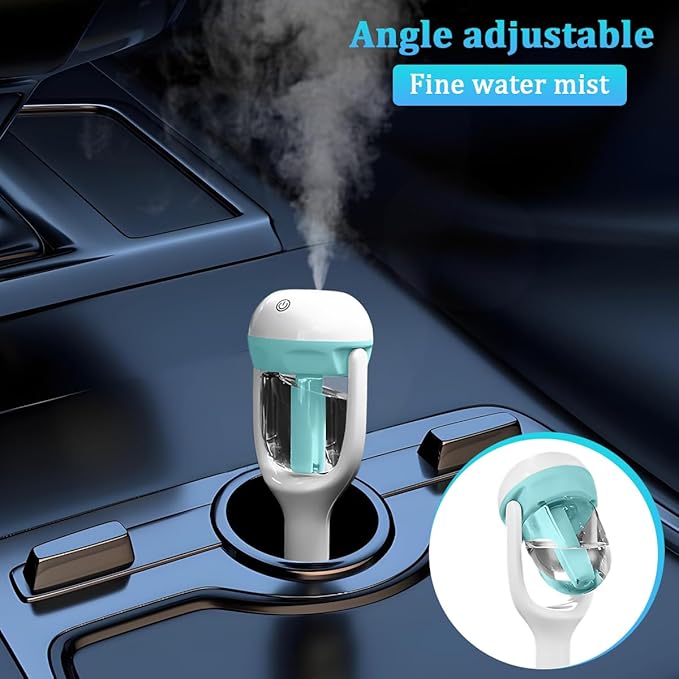 Car Mini Humidifier, Auto Shut-Off 180-Degree Rotation Small Vehicle Purifier Diffuser for Travel, Portable Plug-in Compact Automotive Air Humidifier, Universal for Most Vehicles (Blue)