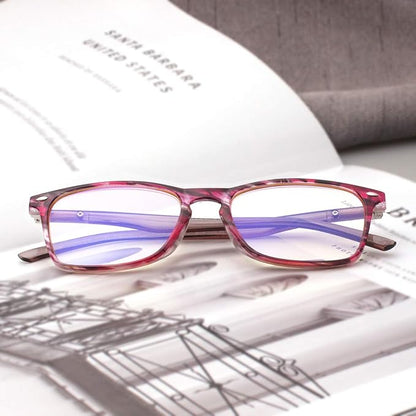 JOSCHOO Computer Reading Glasses Blue Light Blocking Readers Men and Women Glasses of Reading (Purple Stripe, 4.0)
