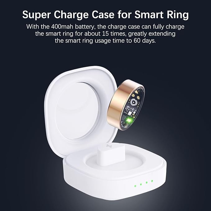 Smart Rings for Women Men, Fitness Ring with Heart Rate, BloodOxygen, HRV, Pressure, Sleep Tracker, Step Tracker, No Subscription Fee, lP68 Waterproof Smart Ring for iPhone & Android (Gold 10#)