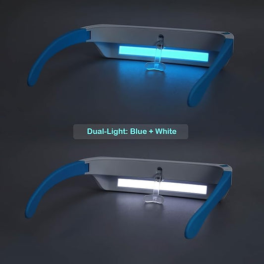 Light Therapy Glasses with Travel Case, Blue Light Therapy and Daylight LED Sunlight, Wearable UV-Free Happy Lamp, Natural Relief for Good Sleep, Happy Mood, Boost Energy and Jet Lag