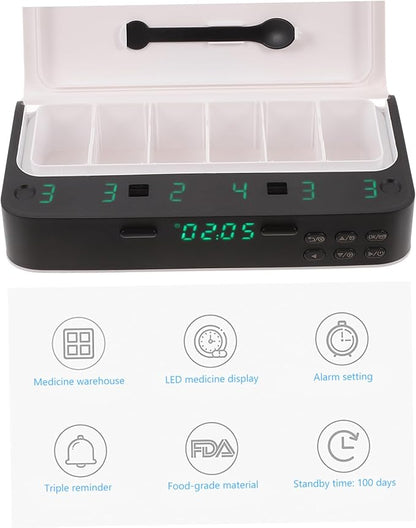 FRCOLOR 1pc Pill Organizer Alarm Design for Medication Reminder Portable Travel Medicine Storage for Seniors Food-Grade Material