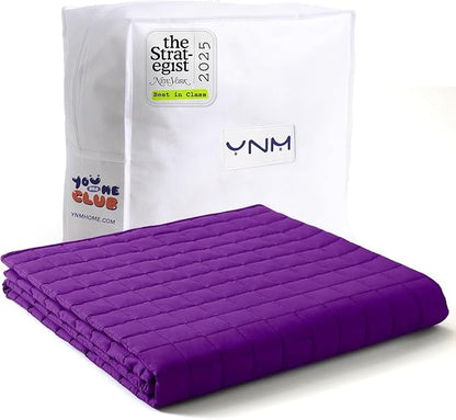 YnM 10lbs Weighted Blanket for Adults, Cotton Heavy Bed Throw Blanket with Cooling Glass Beads for All Season Use, Ideal for ~90lbs (48x72 Inches, Twin/Full, Fuchsia Purple)