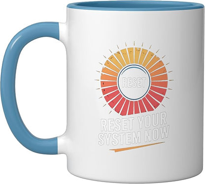Relaxation Breathing Vagus Nerve Stimulation, Stress Relief Ceramic Mug, Blue/White