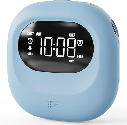 ROCAM Rechargeable Vibrating Alarm Clock Bed Shaker, 3000mAh Portable Travel Clock Under Pillow for Teens, Deaf People, Heavy Sleepers, Adults – 160-Day Standby, Great for Bedroom or Dorm Use, Blue
