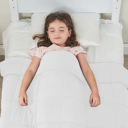 yescool Weighted Blanket (5 lbs, 36" x 48", White) Cooling Heavy Blanket for Sleeping Perfect for 40-60 lbs, Breathable Blanket with Premium Glass Bead, Machine Washable