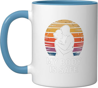 Breathing Relaxation Stress Relief Vagus Nerve Stimulation Ceramic Mug, Blue/White