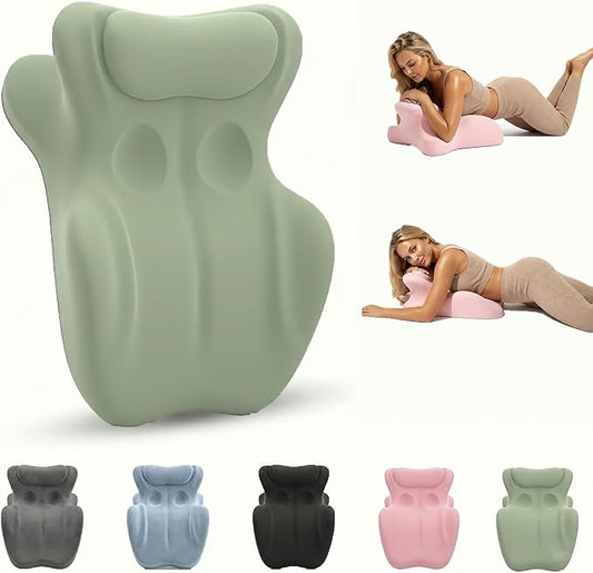 Memory Foam Wedge Pillow for Stomach Sleepers, Ergonomic Prone Pillow for Adults, Large Multi-Position Bed Wedge, Neck Pain Relief & Posture Support, for Reading Gaming Watching TV(Green)