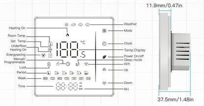 Smart Thermostat Programmable App Voice Control Electric Floor Heating Temperature Controller for ZigBee AC White Suitable for Office Bedroom Living Room