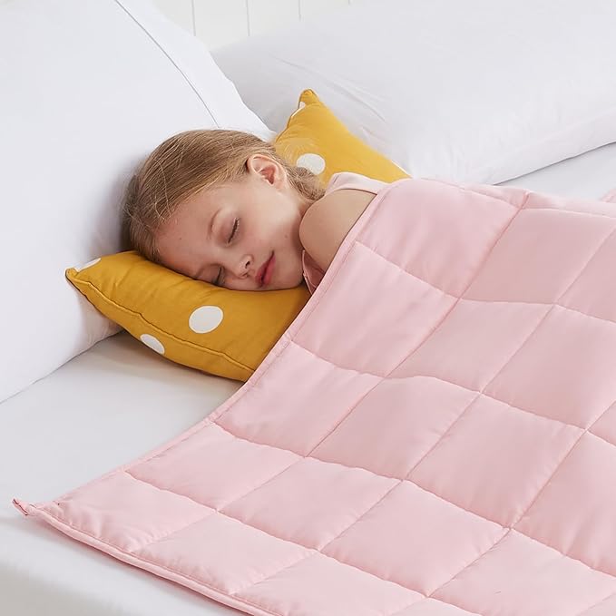 HOSUKKO Weighted Blanket - 7 lbs Pink Heavy Blanket - Breathable Blanket(41 * 60 inches, 7 lbs)