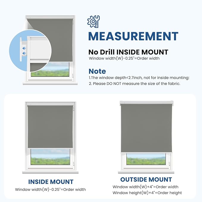 Grandekor No Drill Motorized Roller Blinds with Remote Control - Smoky Gray-Blackout 49.5 * 64 Motorized Blinds | Smart Electric Shades Compatible with App & Voice Control for Living Room