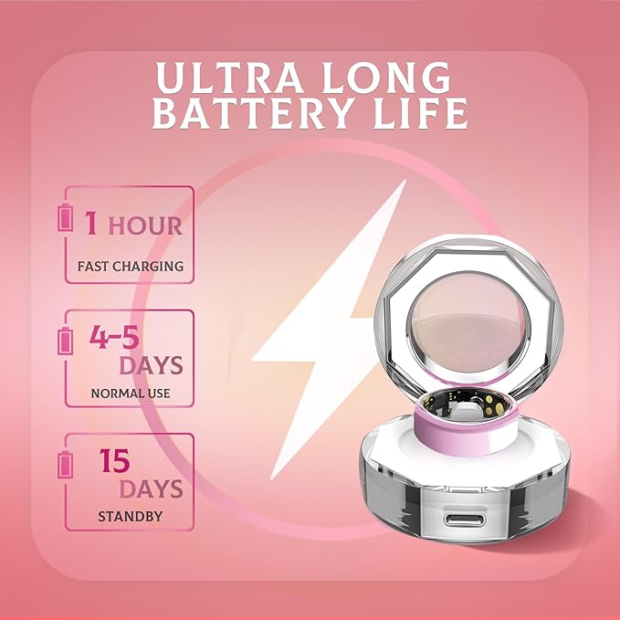 Smart Ring for Women,Ceramic Smart Ring,Calorie Burn, Auto Exercise Recognition,Health Fitness Tracker with Heart Rate Monitor,Sleep Tracking, Step Counter, for iOS & Android (#7)