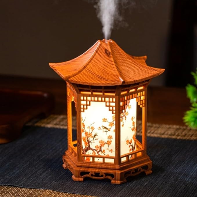 Mini Humidifier For Home Use With Dual Spray Modes And Adjustable Night Light, Pavilion Shape Aromatherapy Diffuser, 160 ML Capacity, Compact Portable Design For Bedroom Or Travel(A)