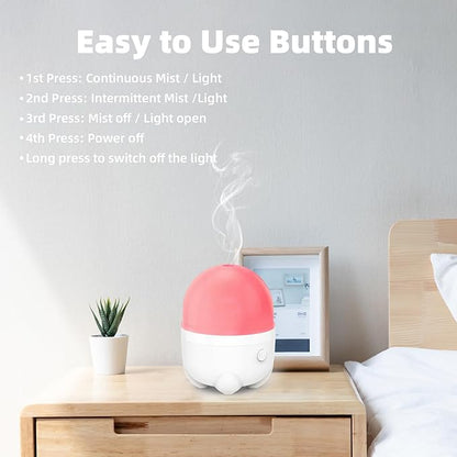 150ML Cordless Battery Powered Essential Oil Diffuser, 7 Hours Run Time,Mini Portable Rechargeable Diffuser with 7 LED Color Changing Lights (White)