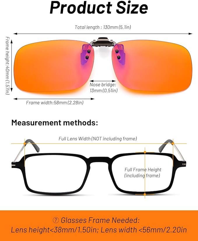 Blue Light Clip-On Glasses for Over-Eyeglasses | Anti-Fatigue Gaming & Computer Use | Lightweight & Universal Fit