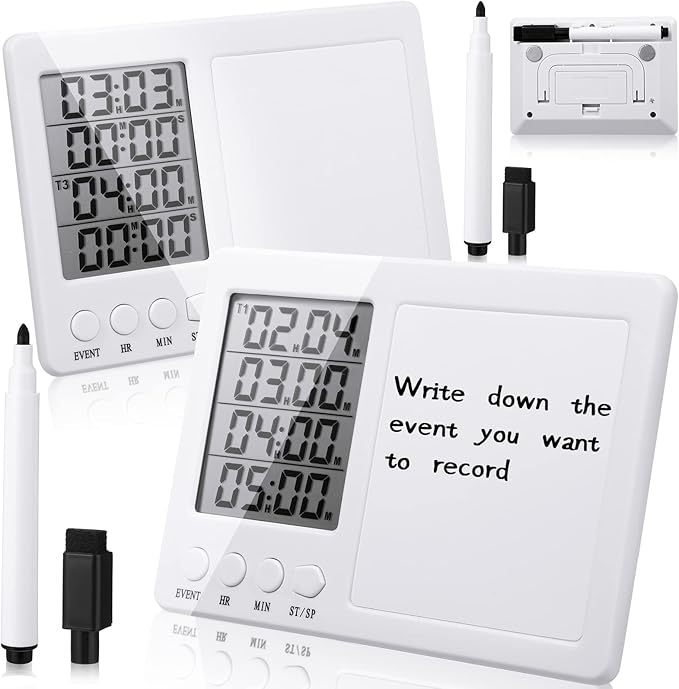 Fabbay 2 Pcs Digital Kitchen Timer Four Event Kitchen Timer with Whiteboard Function Smart for Cooking Learning Task Project