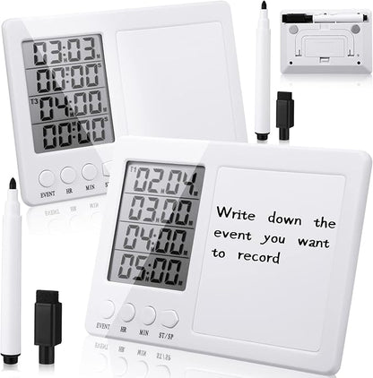 Fabbay 2 Pcs Digital Kitchen Timer Four Event Kitchen Timer with Whiteboard Function Smart for Cooking Learning Task Project