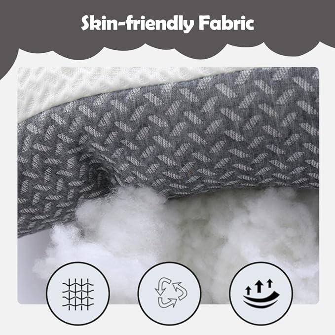 Orthopedic Deep Sleep Pillow - New Sleep Apnea & Ergonomic Pillow for Neck, Shoulder & Side, Back, Stomach Sleepers (Light Grey-A)