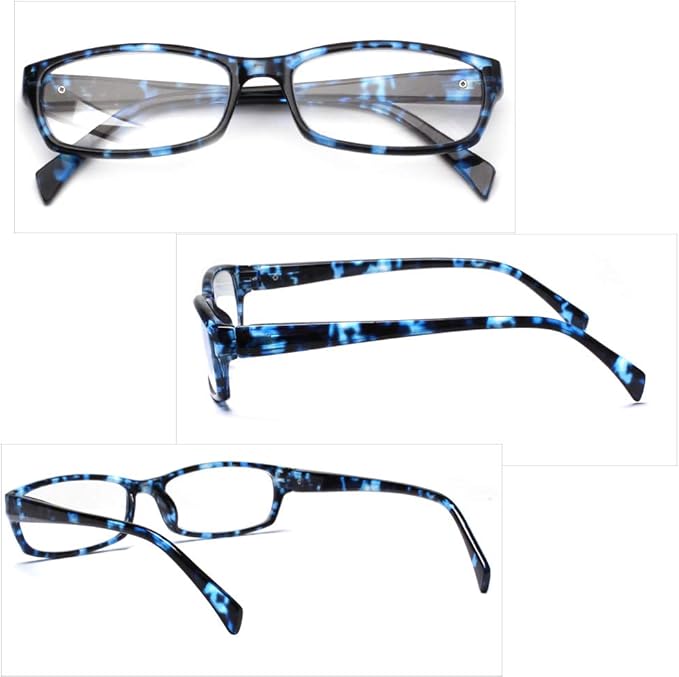 Henotin 5-Pack Reading Glasses Blue Light Blocking Anti Eyestrain Computer Reading Glasses for Women and Men Readers (5 Pack blue, 0.00, Diopters)