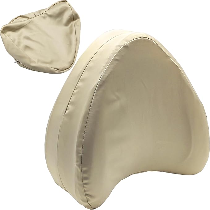 Satin Knee Pillow Cover for Heart Shaped Leg & Knee Foam Support Pillow, Upgraded Invisible Zippered Satin Leg Pillowcase Replacement (10 * 9.5 * 4.9in)-Cover ONlY (Champagne)