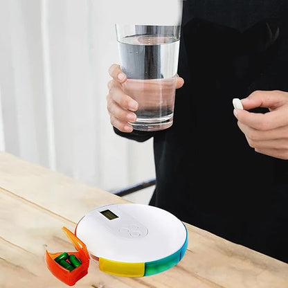 Automatic Pill Dispenser, 7 Day Pill Organizer with Large Digital Display & Alarm, Portable Travel Medicine Box for Vitamins & Medications Colorful, Ich Dekor