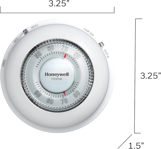 Honeywell Home CT87N1001 The Round Non-Programmable Manual Thermostat, Large, White