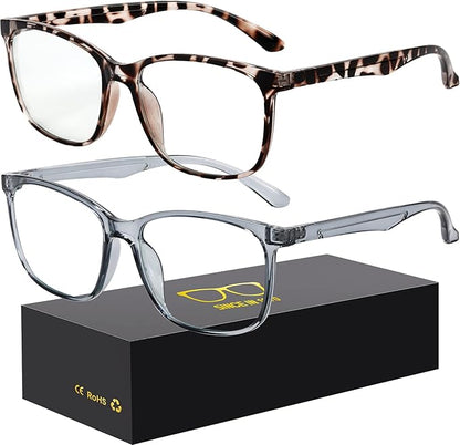 Blue-Light Blocking Glasses Computer Reading/Gaming/TV/Phones Glasses Fashion Anti Eyestrain UV Glasses for Women Men（B4 Gray + Douhua）