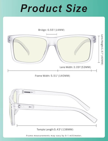 Eyekepper Oversized Reading Glasses Square Large Blue Light Readers for Men Women - Transparent +0.50