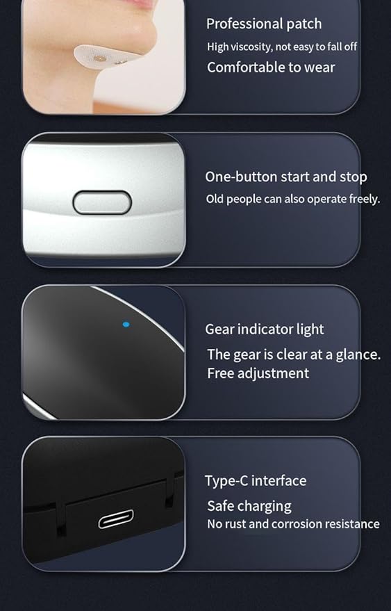 Compact Wireless Charging Case, Black，Electric Sleep Apnea Device, Good Sleep,Type C Rechargeable, Portable, Throat Pulse Stop Snoring Device,Electric Snoring Corrector