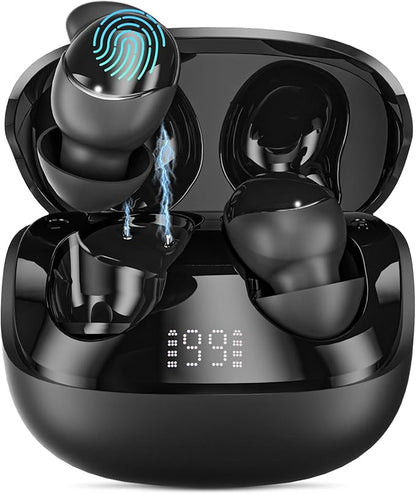 T33 Sleep Earbuds, Bluetooth 6.0 Noise Cancelling Sleep Headphones for Side Sleepers, ANC Up to 98%, Sleep Mode, 48H Playtime, Small Earbuds Comfort Fit for Sleeping, Travel, Work, Black