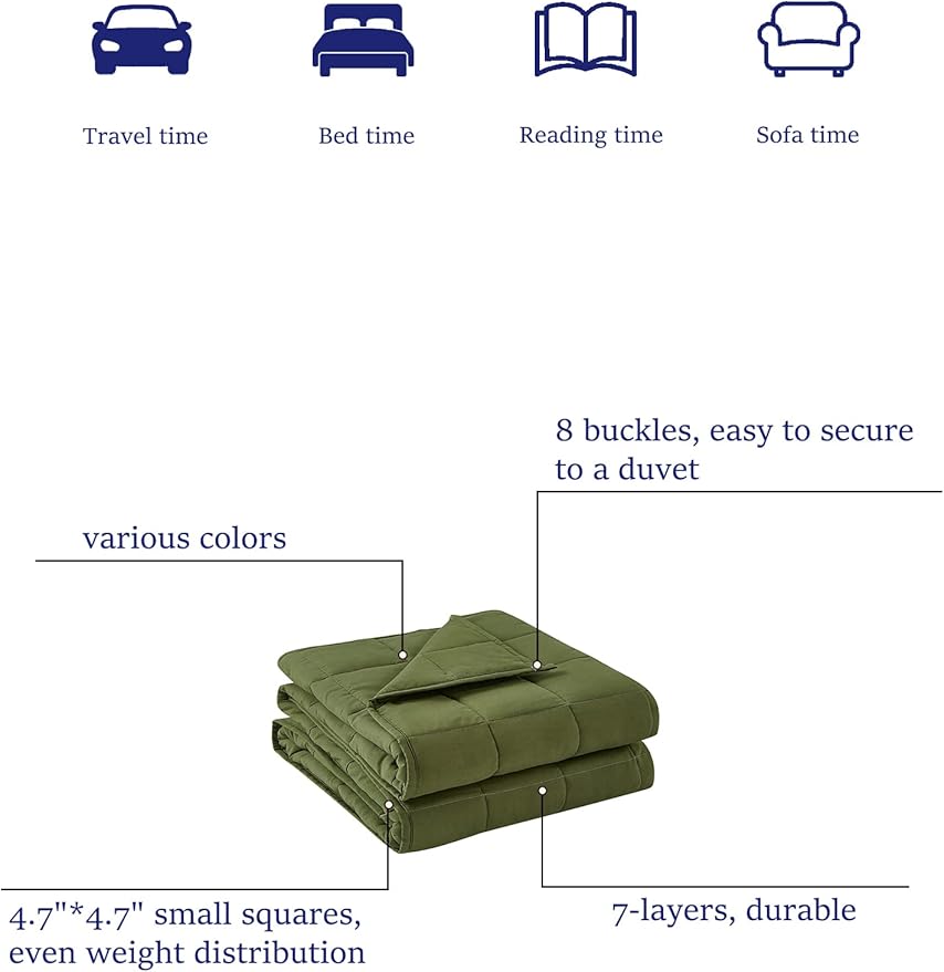 BB BLINBLIN Weighted Blanket Heavy Blanket for Cool & Restful Sleep, Premium Soft Material and Glass Beads (Veridian Green, 60''x80'' 17lbs), Suit for Adult (~160lb) Use on Queen/King Bed