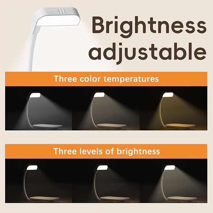 Portable LED Reading Lights, Eye Caring 3 Color Temperatures and Dimming Brightness Book Lights, Lightweight USB Rechargeable Clip-On Lamp for Book Lovers Night Reading (Pink)